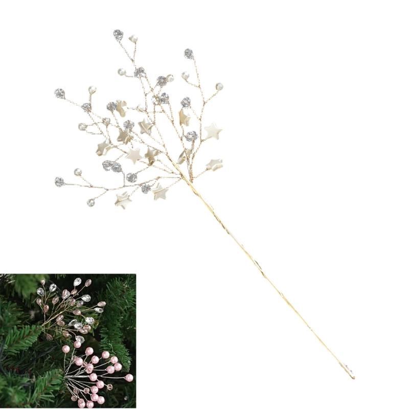 Ready-to-Place Christmas Branch Pick with Extended Stem for Decorating Tree, Wreath, Garlands, and Table Displays
