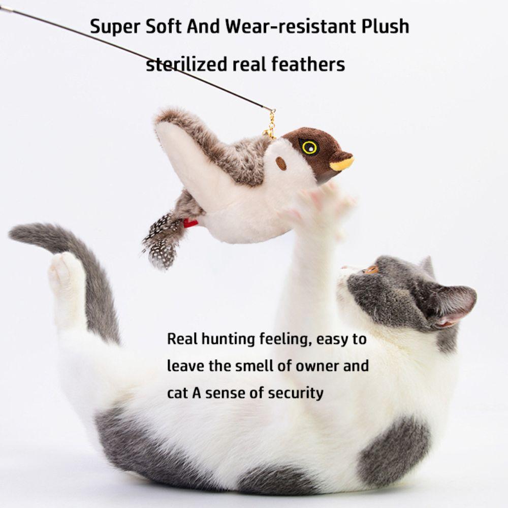 Hangable Interactive Flying Bird Cat Toys Electronic Pet Simulation Sparrow Toy  for Indoor Cats