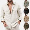 Chemise pour hommes européens et américains, haut décontracté à Double poche à manches longues