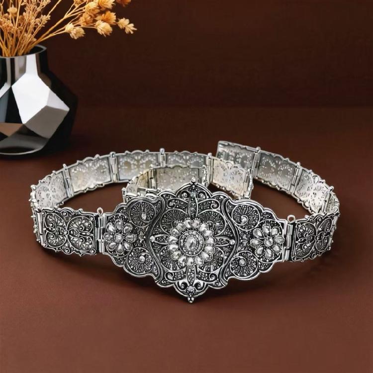 Sturdy Engraved Metal Belt Showcasing Exquisitely Caucasian Folk Art Design Celebration Girdle For Most Ages