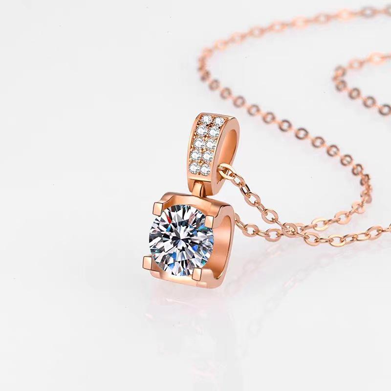 Sterling Silver S925 Bull Head Collarbone Necklace with Diamond Inlaid Pendant