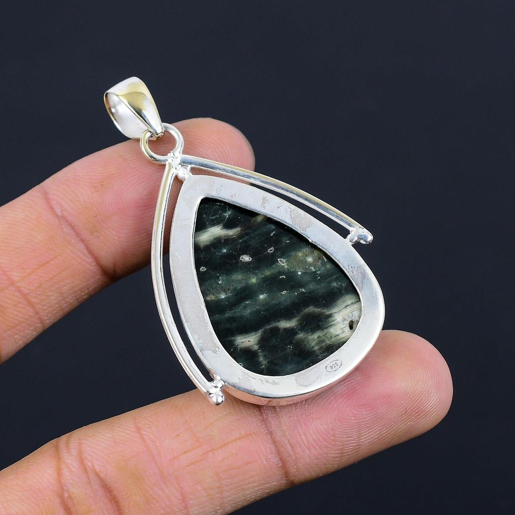 Halloween Sale Ocean Jasper Gemstone 925 Sterling Silver Wife Pendant Jewelry