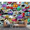 3d Graffiti Wall Mural Large Cartoon 3d Graffiti Wallpaper Suitable For Bedroom Living Room Cafe Bar Wall Mural