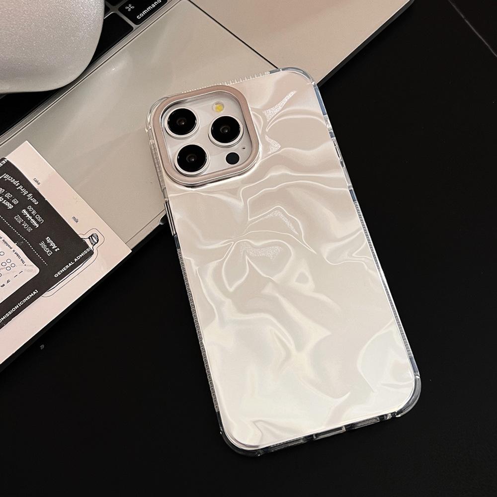 Electroplating Silver Ins Water Wave IMD Suitable for IPhone 16 Apple Phone Case 15promax Laser 13 Hard 14 Anti Fall