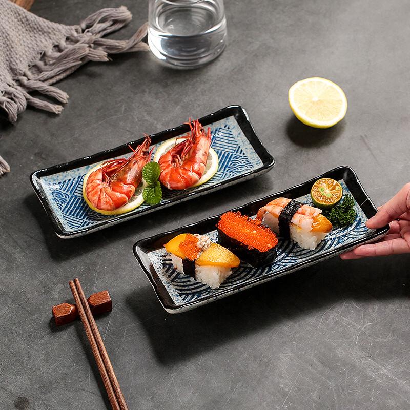 Japanese Style Ceramic Rectangular Sushi Plate