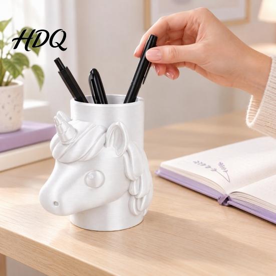 Cute Desktop Organizer for Pencils 3D Printed Unicorn Pen Holder Large Capacity Paintbrushes Multipurpose Cosmetic Brush and Makeup Brushes