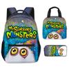 Classic Popular my singing monsters 3D Printed 3pcs/Set School Bags Travel Notebook Backpack portable Lunch bag Pencil Case