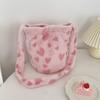 Large Capacity Plush Heart Bucket Bag Stylish Shoulder Tote For Daily Use