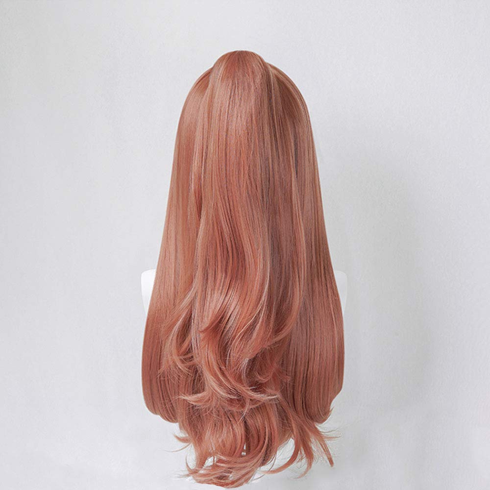 cosplay with long perfect for parties and plus 4 bonus items Heat-resistant wig, reddish-brown bun, hair, disguises,