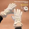 Women Touch Screen Driving Gloves Thickened Winter Skiing Gloves Cycling Mittens Double Thick Velvet Plush Wrist Comfortable