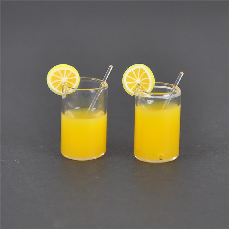 2X Mini Lemon Water Cup Dollhouse Accessories Toy Mini Decor Gift 1:12