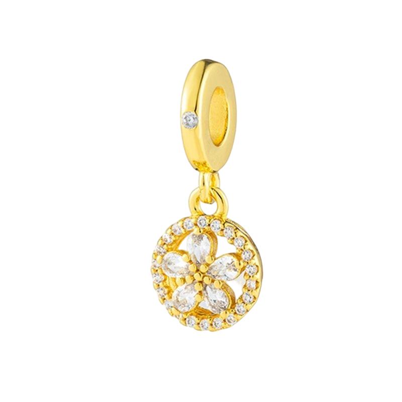 Sparking Gold Plated Charm Beads Dangle Original Snake Fit Copper Bracelet Necklace Beads For Diy Jewelry Women Gift