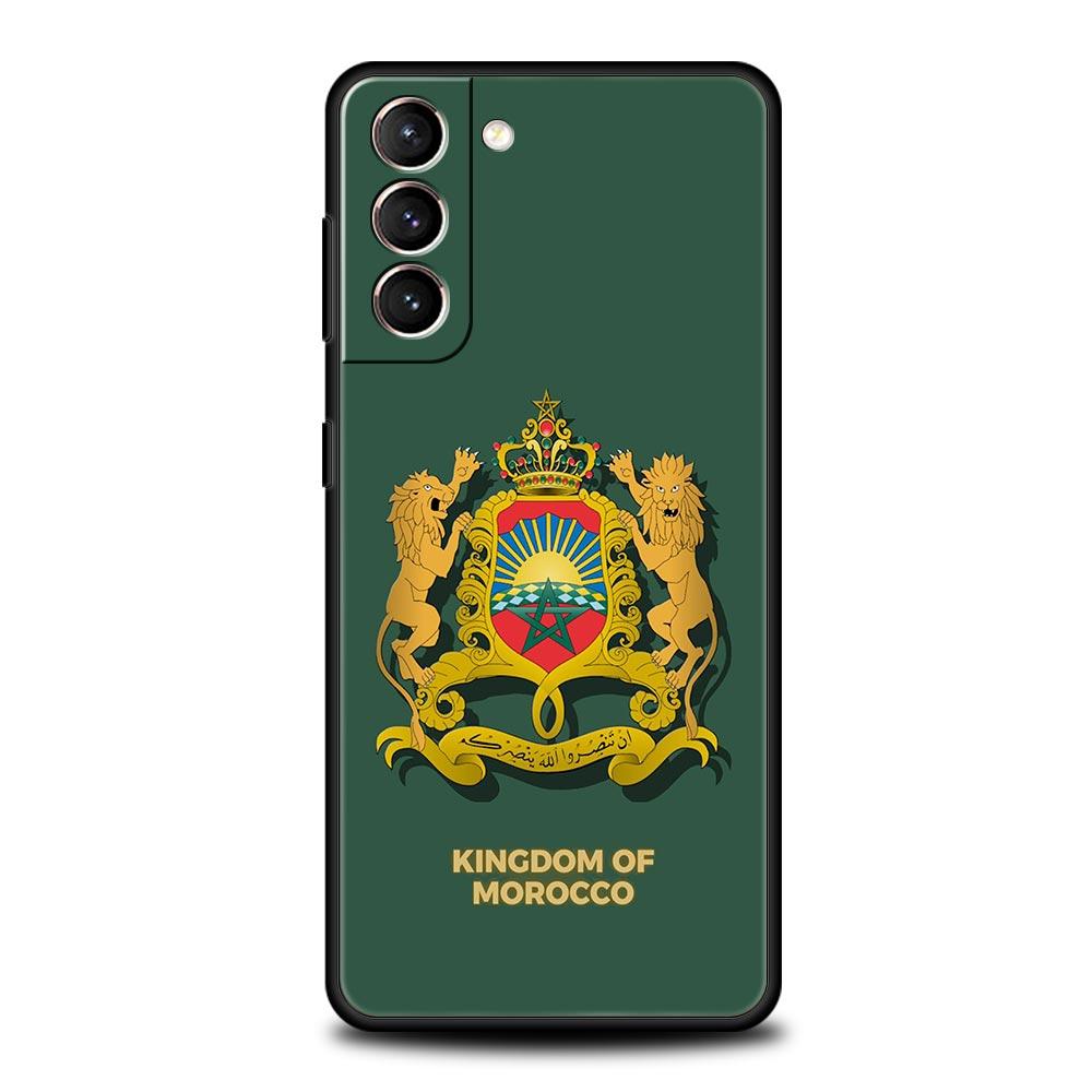 Bandiera Marocchina Maroc Marocco Custodia per Telefono Passaporto Per Samsung Galaxy S26 Ultra S25 Plus S24 FE S23 S22 5G S21 S20 Cover Nera Morbida