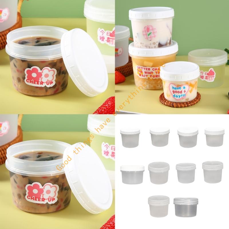 Transparent PP Snacks Containers Sealed Lids For Microwave And Office Use Plastic Seasoning Holder Puddings Cup 55KF