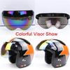 Visores Universales para Motocicletas Estilo Piloto Retro Estándar de 3 Botones de Presión Abatibles Hacia Arriba Abajo Casco Abierto Parabrisas Duradero