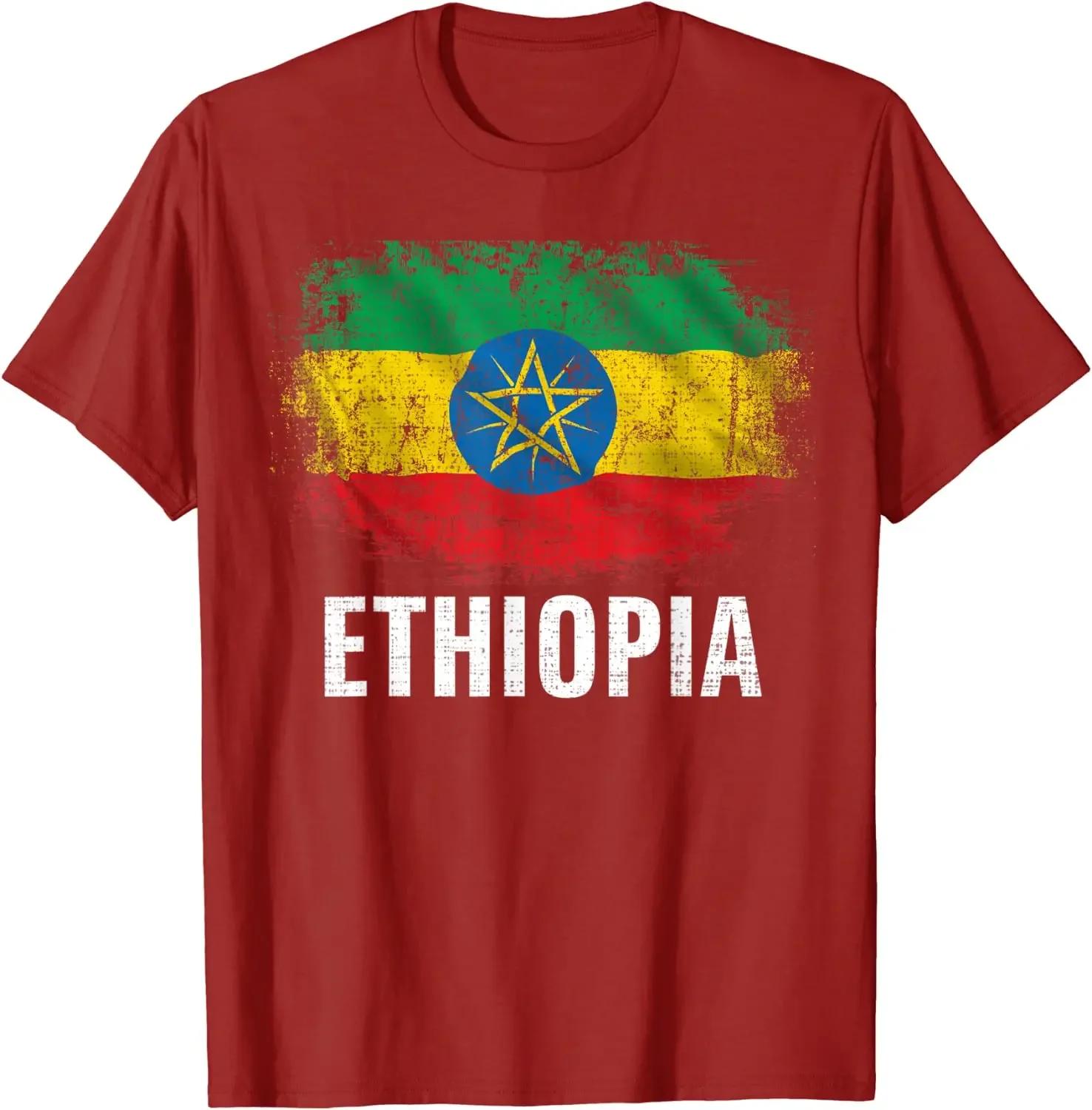 Ethiopia Flag for Ethiopian Men TShirt Short Sleeve Casual Cotton ONeck Summer T Shirt S