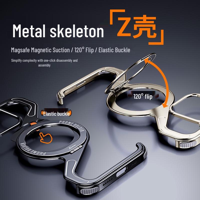 Z-Type Magnetic Metal iPhone 15 Pro Case: Drop-Proof & Heat-Dissipating
