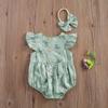 Newborn Infant Baby Girls Romper Cotton Fly Sleeve Floral printed Jumpsuit With Headband Toddler Soft Clothes Outfits