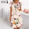 Women's Fashion Summer Spring  Short Sleeve O-Neck Casual Dresses