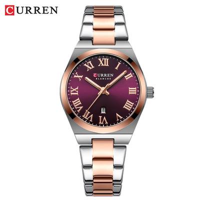 CURREN 9095 Women's Waterproof Roman Numeral Quartz Calendar Wristwatch