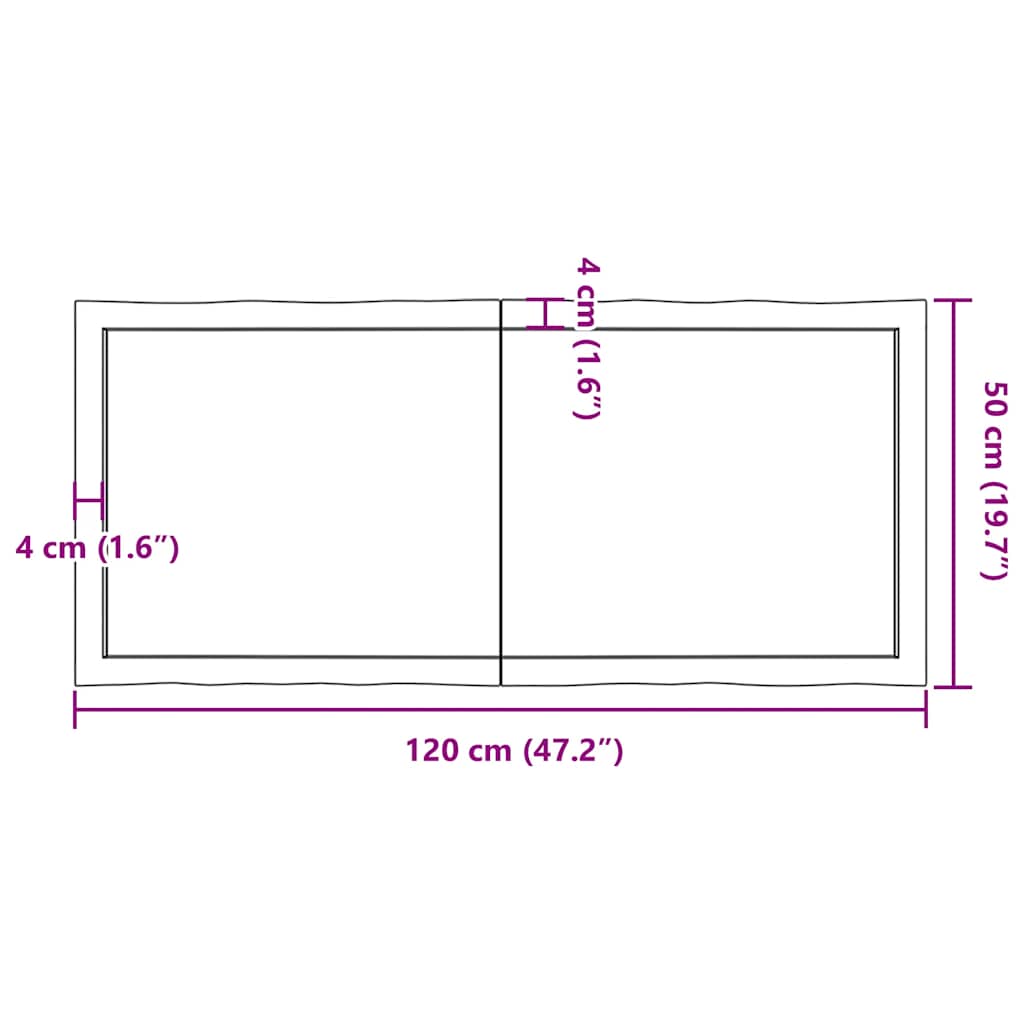 Tabletop 120x50x(2 6) cm Solid Wood Treated Live Edge