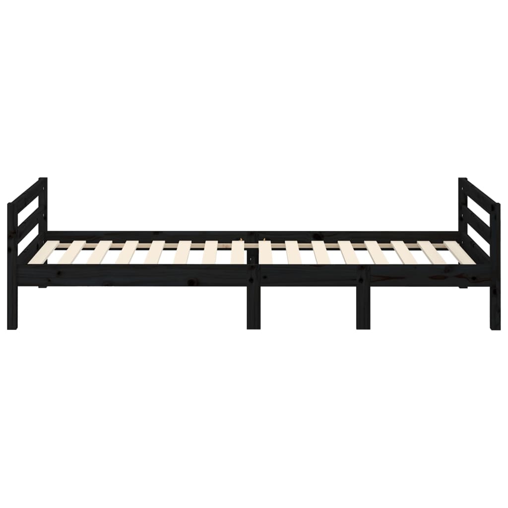 Solid Wood Bed Black 75 x 190 cm Pine
