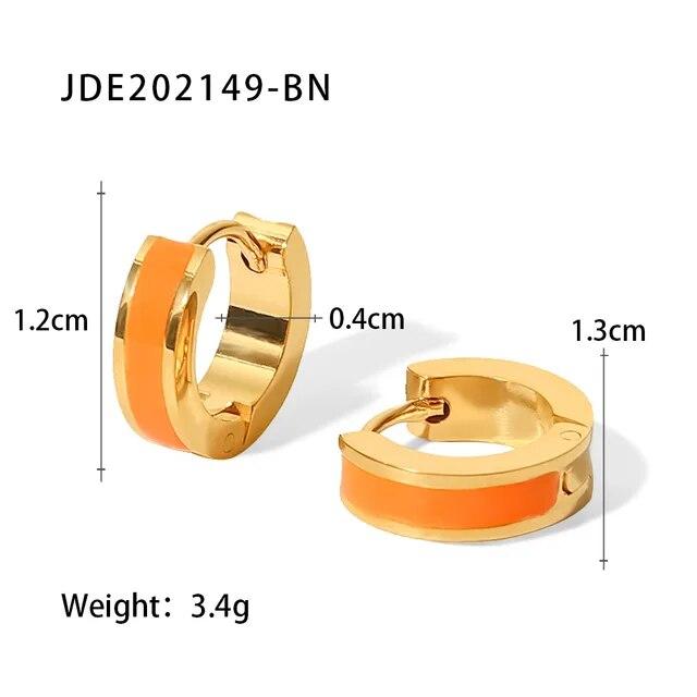 Colorful Enamel Stainless Steel Round Studs Earrings 2023 Stylish Charm Fashion Jewelry Women