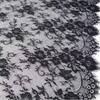 Weißer Wimpernspitzenstoff Schwarze Wimpernborte Nähspitzenstoff Blumenspitze Brautkleid nähen
