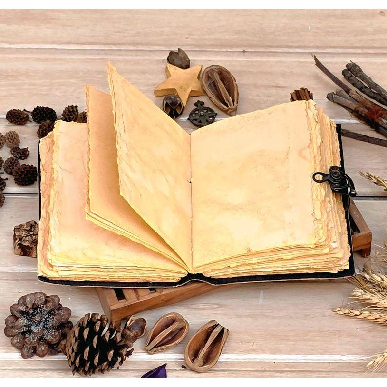 Grimoire Leather Journal, Print Tree of Life Journal, Blank Spell Book of Shadows Celestial Leather Journal Gifts For Him Her