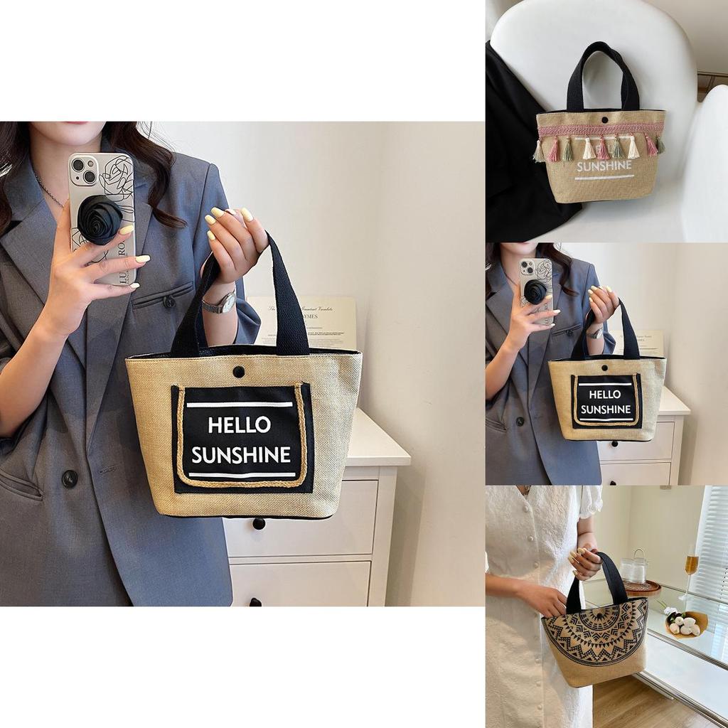 Cotton Linen Tote Bag With Letter Pattern For Daily Casual Fashion Girls