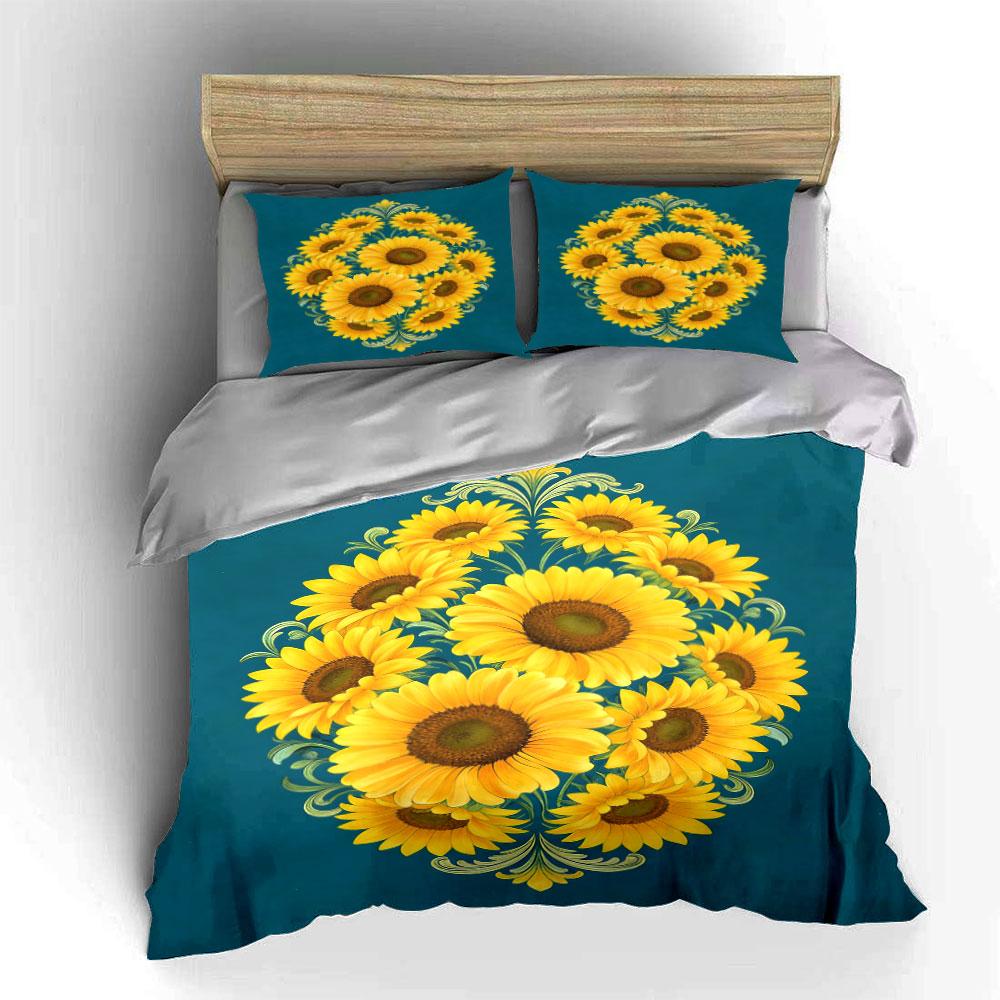 Yellow sunflowers with swirls. Bedding sets Duvet cover sets Duvet covers Pillowcases(1* Duvet Cover 2* Pillowcases without duvet insert)