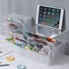 Desktop Transparent Frosted Pen Holder Inclined Makeup Brush Lipstick Storage Box Multi-Functional Stationery Storage Box