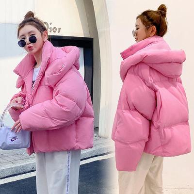 Women's College Style Cotton-Padded Jacket - 2026 Autumn/Winter Collection. Short, Loose, Thick, Candy Color Outerwear.