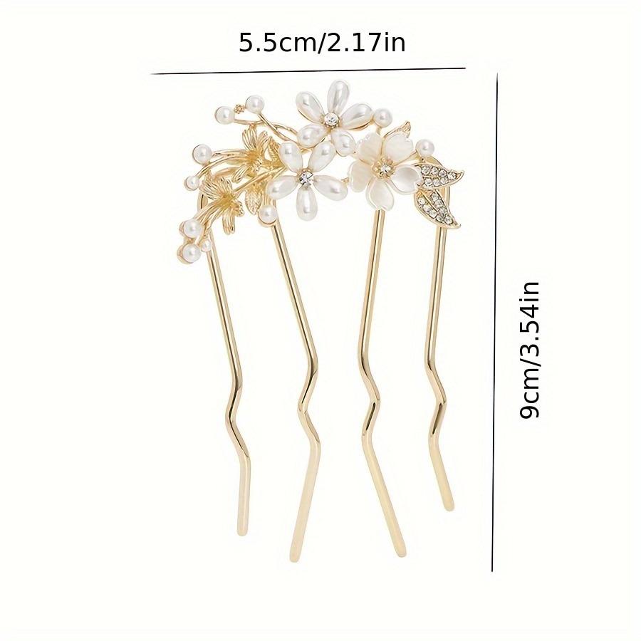 French fashion retro hair accessories elegant pearl flower hairpin women's daily U-shaped hairpin women's alloy hairpin