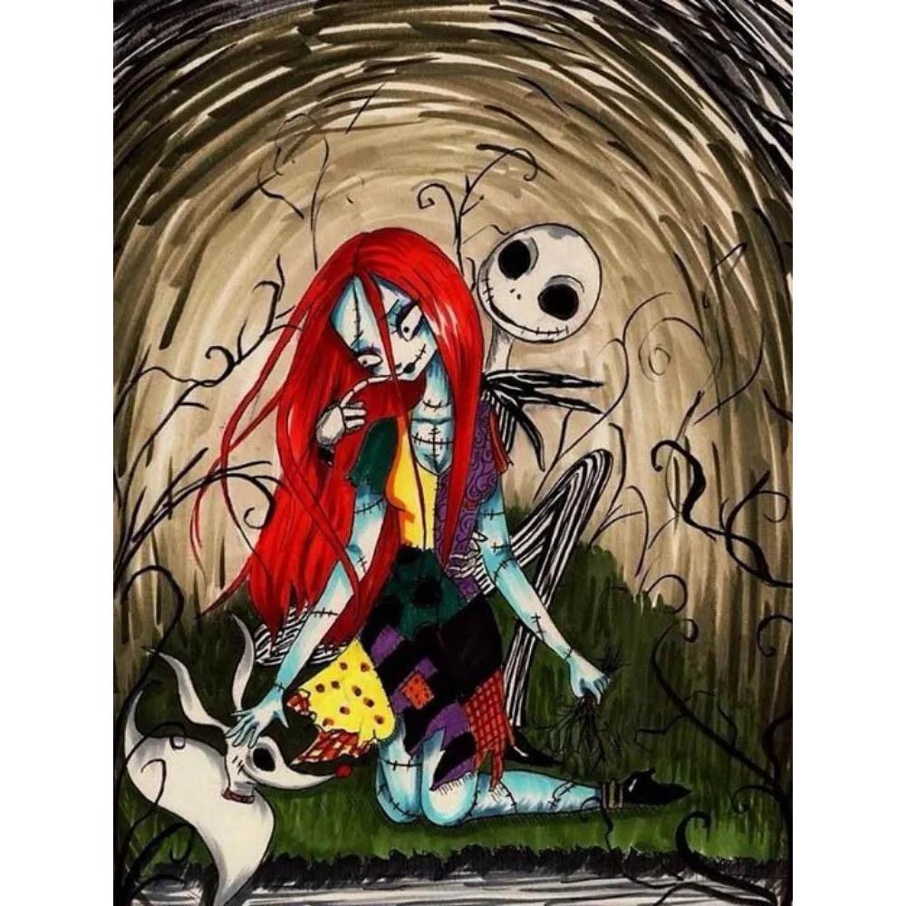 Skull Jack Sally Couple Diamond Painting New Full Diamond Nightmare Before Christmas Themed Handmade DIY Diamond Embroidery Material Pack