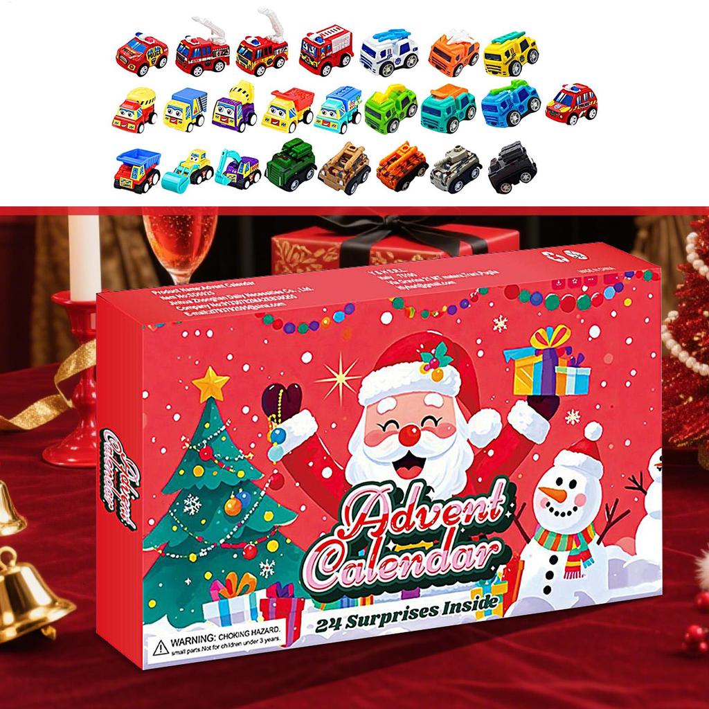 Weihnachts-Adventskalender 24 Tage LKW Lernspielzeug Countdown-Kalender Baufahrzeug Spielzeugset für Kinder Weihnachtsgeschenk