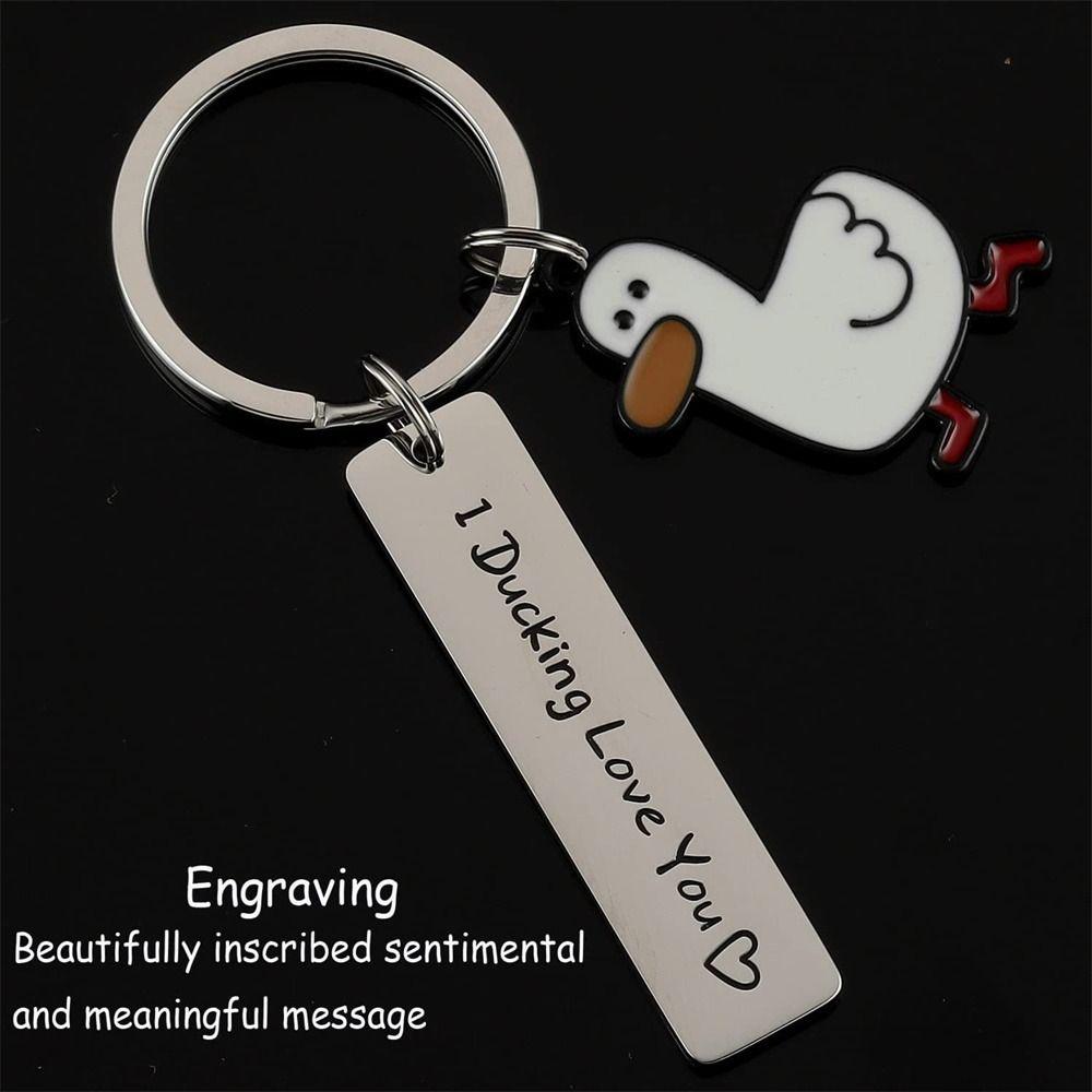 Stainless Steel Ducking Love Keyring Don’t Duck with Me Duck Pendant Duck Keychain Handbag