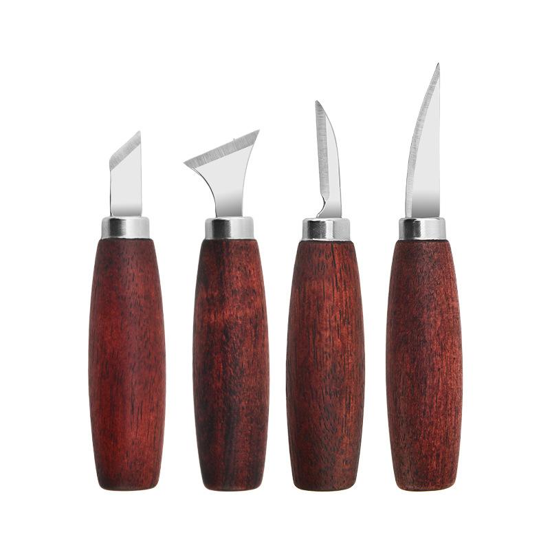 Ręcznie robiony nóż do rzeźbienia z drewnianą rączką Stal nierdzewna Nóż do przycinania do produkcji drewna DIY Rzeźbienie Segmentacja skóry Cięcie