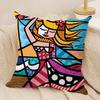 BBritto Art Design Abstract Cushion Cover Silky Short Plush Invisible Zipper Dustproof Sofa Pillow Case For Home Decor