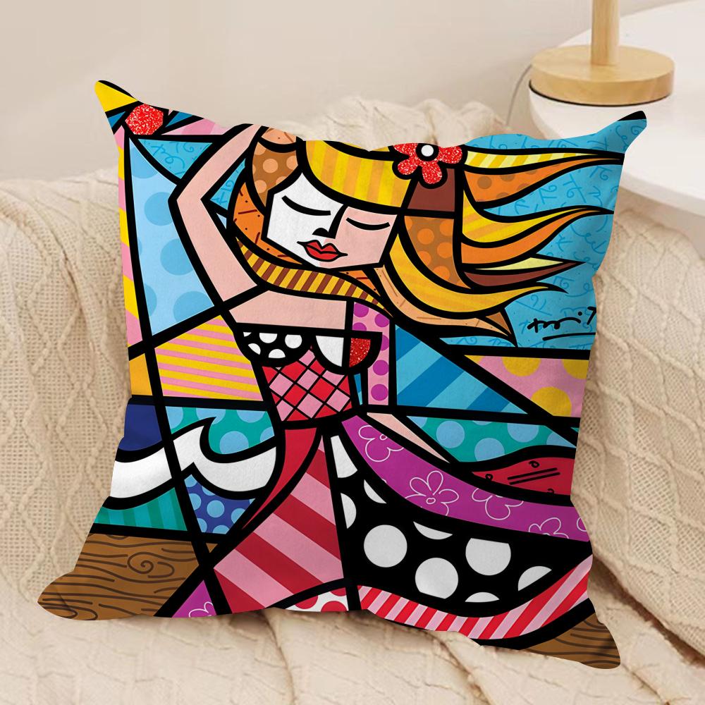 BBritto Art Design Abstract Cushion Cover Silky Short Plush Invisible Zipper Dustproof Sofa Pillow Case For Home Decor
