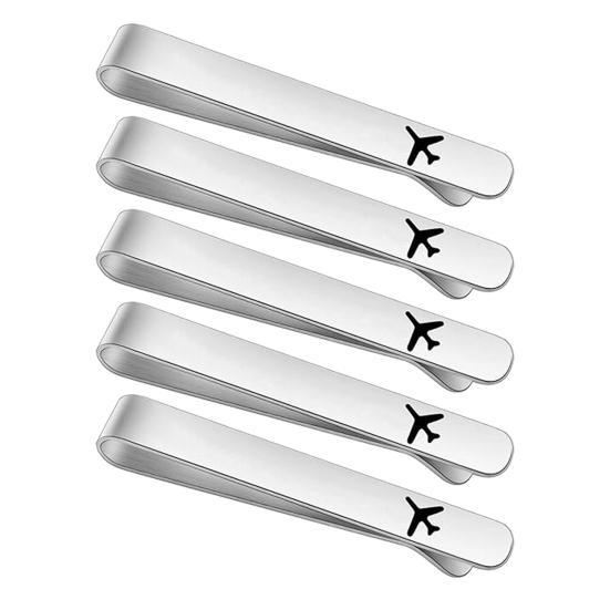 1/2/3/4/5Pcs Tie Clip Airplane Pattern 304 Titanium Steel Tie Clips Nickel-Free Finish Business Meeting Tie Clip Men Weddings Daily Wear