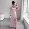 French Retro See-through Long Sleeve Evening Dress (2026)