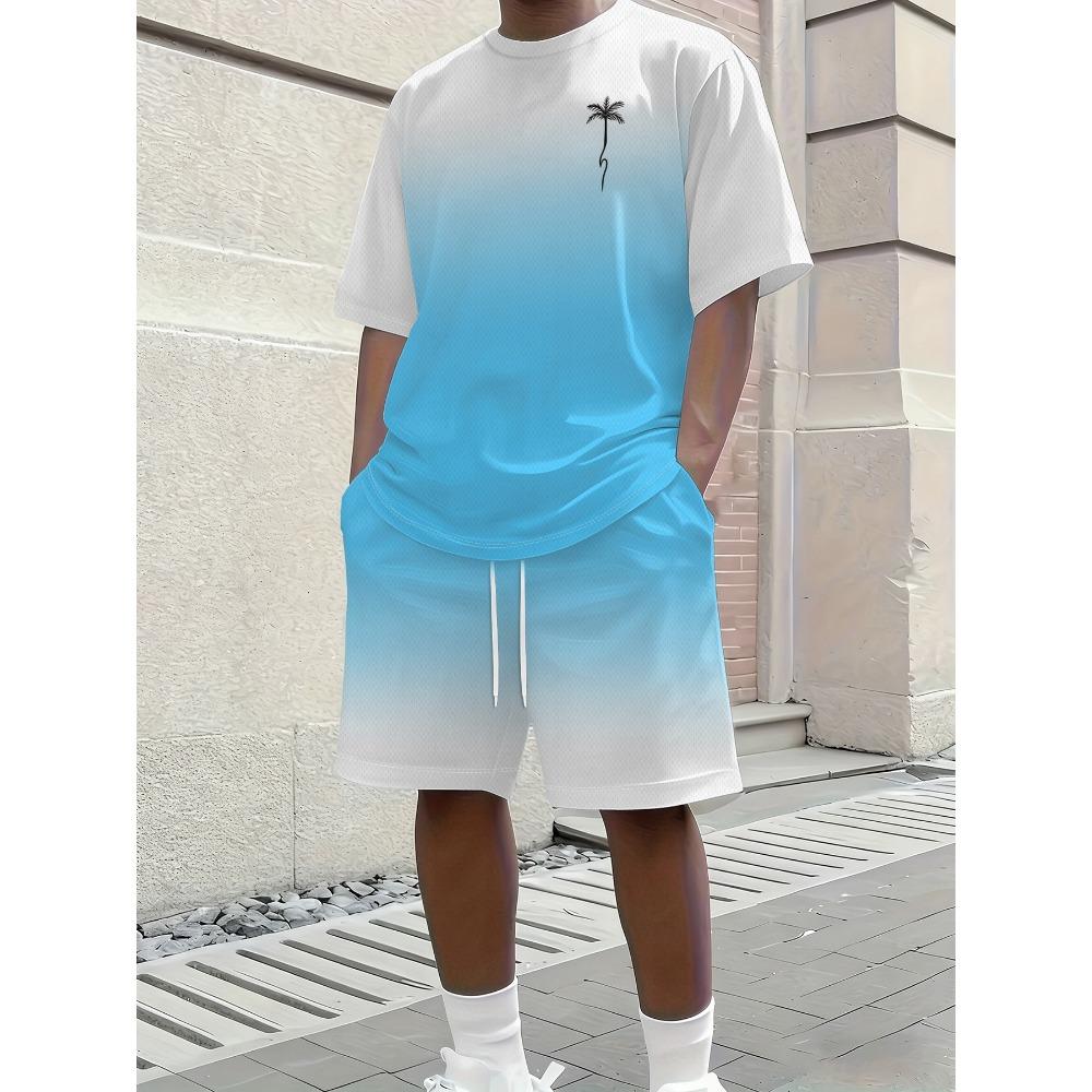 Men s casual short sleeved shorts set 2XS