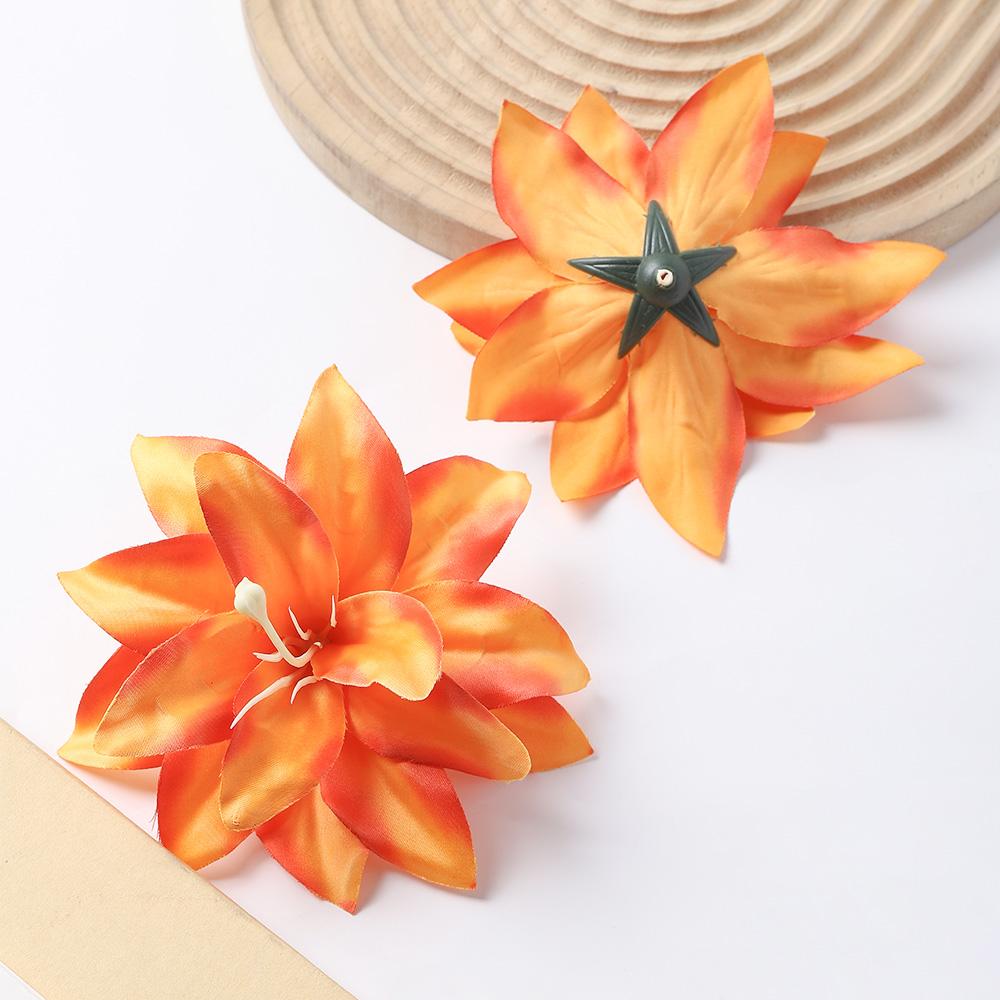 5/10Pcs Lily Artificial Flower Heads Hawaiian Silk Flower for Home Decoration Beach Holiday Wedding Girl Hair Accessories Decor