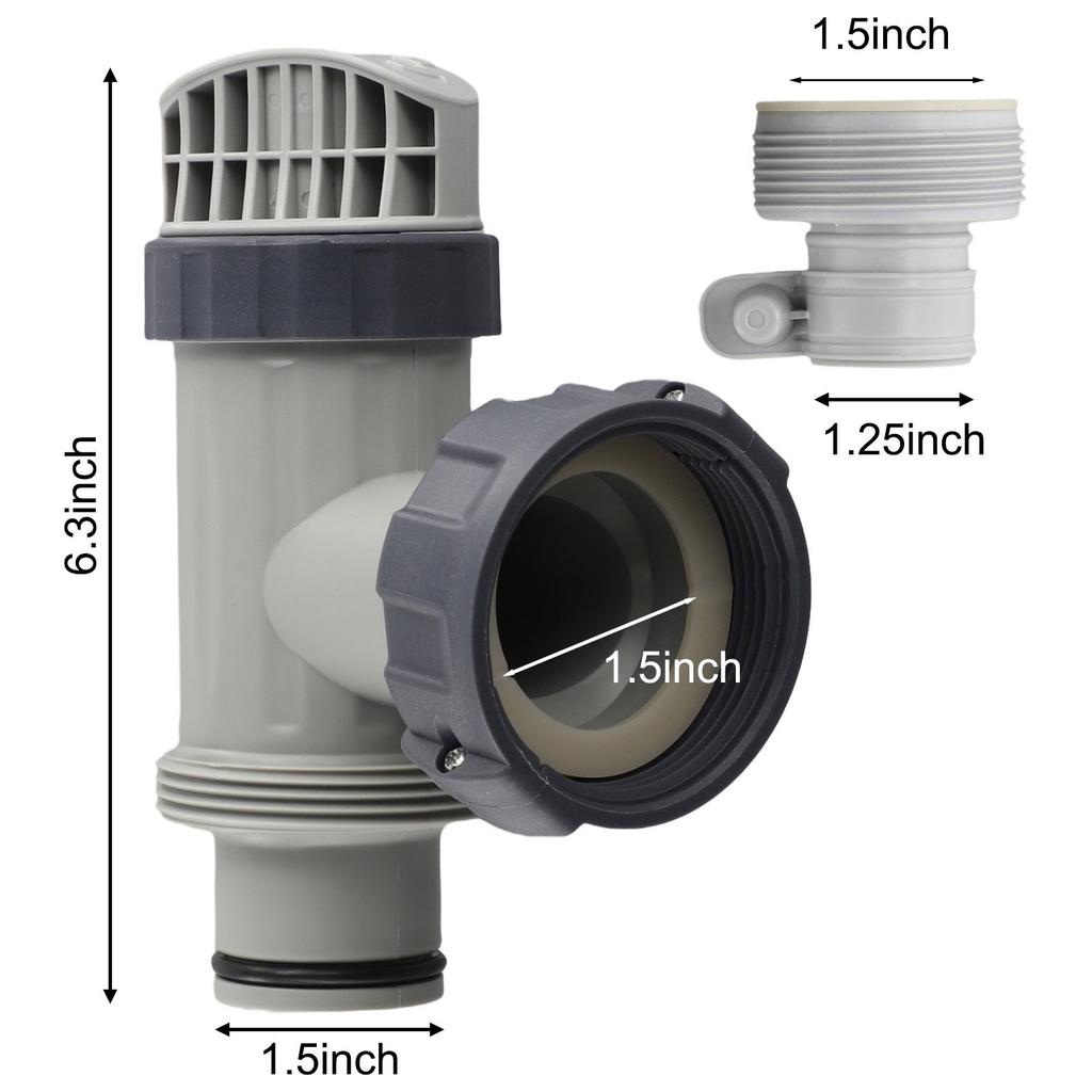 Zawór przepustowy do basenu z adapterem węża typu B do kompatybilności z Intex z zaworem odcinającym do kontroli przepływu wody