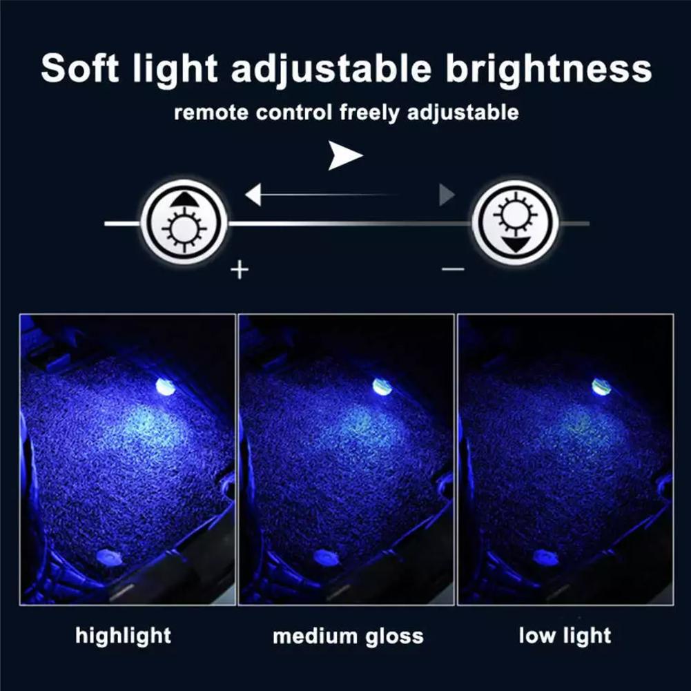 LED Car Interior Ambient Light Wireless Adhesive Remote Control Decoration Auto Roof Foot Atmosphere Lamp Bicycle Tail Light