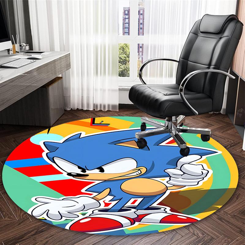 1pc Sonic1 Print Round Carpet Chair Round Carpet Suitable for Bedroom Living Room Home Decorative Carpet