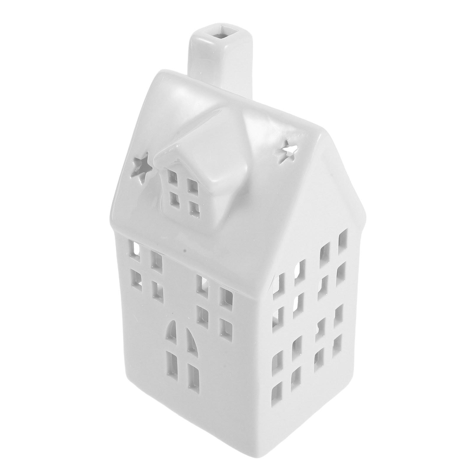 Ceramic Tealight Holder Hollowed Shape Holder Decorative Candlestick Cozy Romantic Farmhouse Decor 12X6.7X5.7CM
