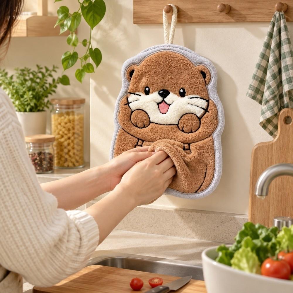 Coral Velvet Kitchen Cleaning Towel Cartoon Style Cleaning Rag Cute Hand Towel  Household
