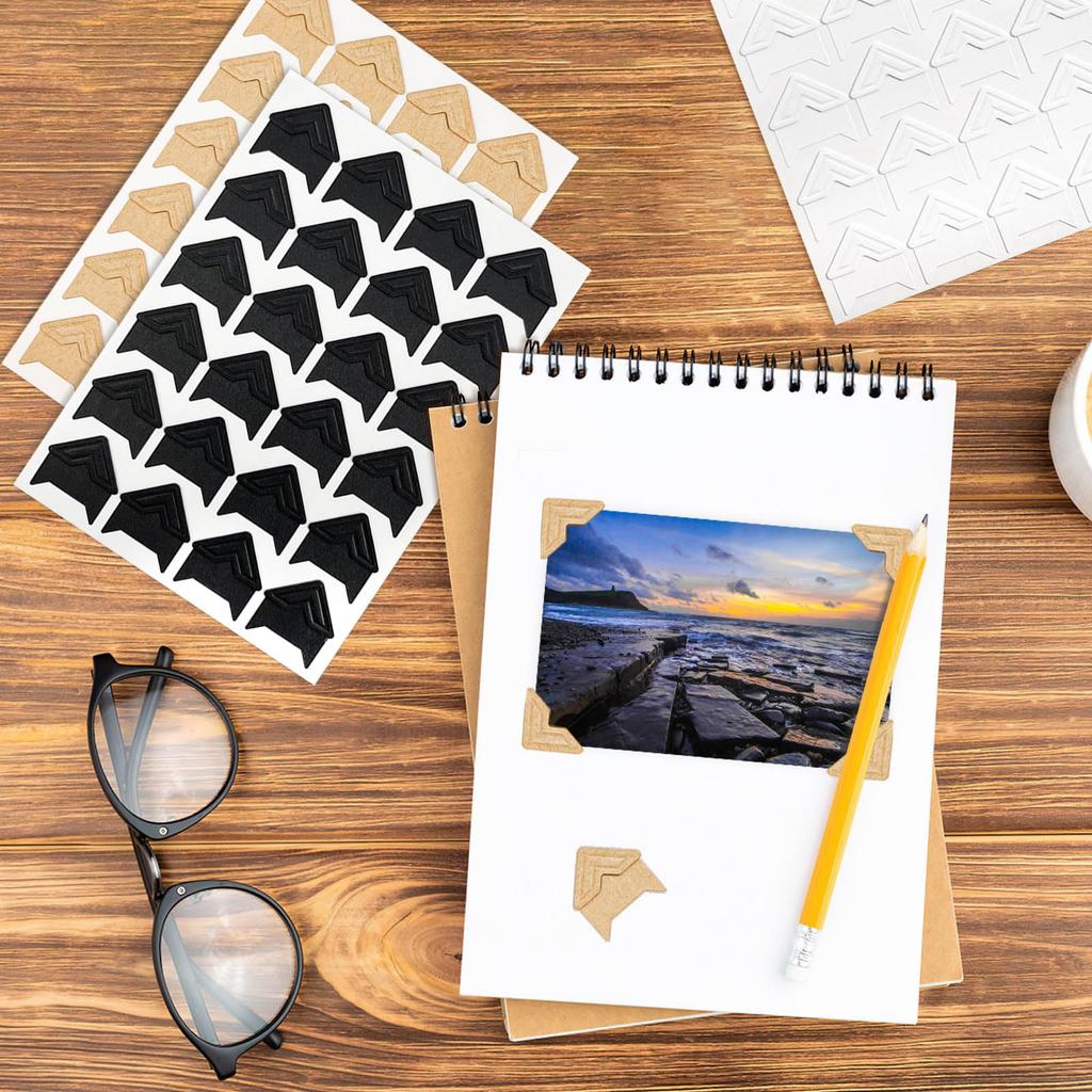 24-480pcs Self Adhesive Picture Journal Photo Album Stickers Vintage Frame Corner Sticker DIY Kraft Paper for Scrapbooking Decor